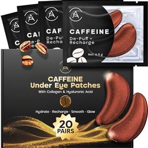 AURAE Uep Caffeine Patch Occhi con Caffeina 20 Paia, Eye Occhiaie e Borse | Maschera con Niacinamide e Acido Ialuronico, Idratante e Illuminante, Donna e Uomo, Addio Fatica, Ciao Splendore