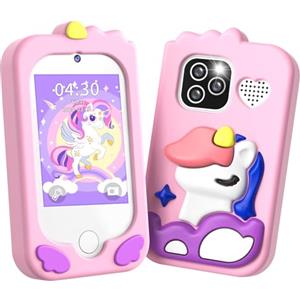 CHAKEYAKE Telefono per Bambini, Macchina Fotografica Bambini con 2,8" Tattile, Doppio Kamera, Lettore MP3, Scheda SD, Regali di Natale e Compleanno per 3 4 5 6 7 8 9 10 Anni (Rosa)
