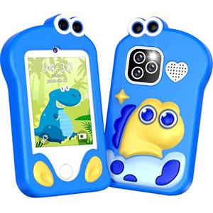 CHAKEYAKE Telefono per Bambini, Macchina Fotografica Bambini con 2,4" Schermo Tattile, Doppio Kamera, Lettore MP3, Scheda SD, Regali di Natale e Compleanno per 3 4 5 6 7 8 Anni (Blu)