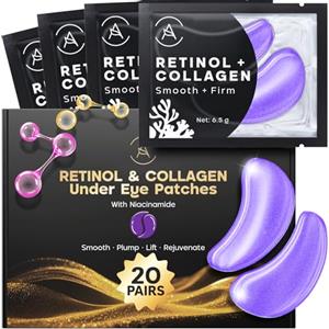 AURAE Uep Retinol Collagen Patch Occhi con al Retinolo e Collagene 20 Paia | Maschera con Niacinamide e Acido Ialuronico, Eye Occhiaie e Borse, Rinfrescante e Lenitiva, Donna e Uomo, Formula Potente