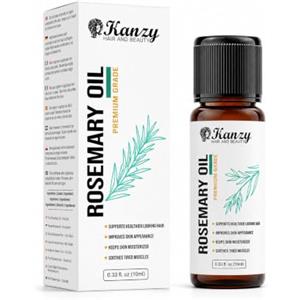Kanzy Olio per capelli al rosmarino 10 ml, puro al 100% per barba, sopracciglia, ciglia e per favorire la crescita, come trattamento anticaduta per donne e uomini.