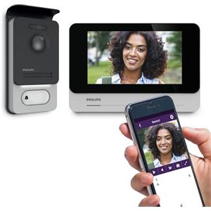 Philips WelcomeEye Connect 2 Videocitofono 2 Fili con App RFID | 2 fili 120 m, touch 7'' 800 × 480, angolo 130°, fino a 20 badge, Wi-Fi 2,4 GHz, memoria interna