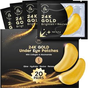 AURAE Uep 24k Patch Occhi 20 Paia, Occhiaie e Borse, Maschera Contorno | Trattamento con Niacinamide e Acido Ialuronico, Addio Stanchezza, Benvenuto Splendore, Sfoggio ad Più Luminosi e Levigati