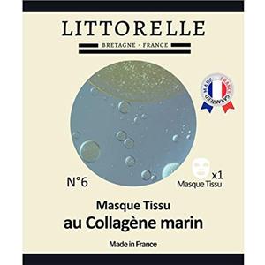 Littorelle - 1x Maschera Viso di Tessuto imbevuto di Siero Idratante al Collagene e Vitamina E - Prodotto in Francia - Anti-rughe, Idratante e Rimpolpante - Tutti i Tipi di Pelle