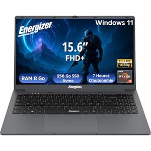 Energizer EnergyBook Pro 15.6" FHD PC portatile (AMD Ryzen 5 3500U 3,7 GHz, RAM 8 GB DDR4, SSD 256 GB, AMD Radeon Vega 8, Win 11) - Tastiera QWERTY, Grigio
