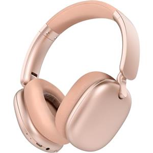 RORSOU C6 Cuffie con Cancellazione Attiva del Rumore, Cuffie Wireless Over Ear Bluetooth, Cuffie Leggere Piegevoli con Cupole Profonde per Bassi Comfort e Microfono Oro Rosa