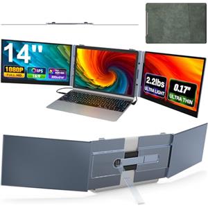 SMISEACOW Monitor portatile per laptop,Ultra-sottile e Ultra-leggero da 14″FHD 1080P S8Pro Triplo Schermo PC Portatile,Plug & Play per laptop da 13-17″con supporto,compatibile con Windows/Mac/Linux