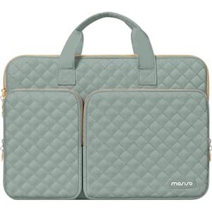 MOSISO 13,3 pollici Custodia Laptop Compatibile con MacBook Neo/Air/Pro | 13-14 pollici Borsa PC per HP Dell ASUS Lenovo, Piazza Trapuntato Borsa con 2 Tasche e Maniglia e Cintura, Verde Antico