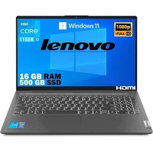 Lenovo Notebook SSD Intel i3 di 13Th, Display da 15,6" FULL HD 1920x1080, Ram 16 Gb DDR4, SSD M2 500Gb, lan, wifi,bt, Webcam, Win11, Pronto All'uso, Gar Italia