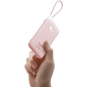 VIYISI Power Bank 10000mAh Piccolo Caricatore Portatile Ricarica Rapida | Slim Powerbank 20W con Cavo USB-C Integrato, Leggero Batteria Esterna da Viaggio per iPhone 17/16, Samsung, Xiaomi - Rosa