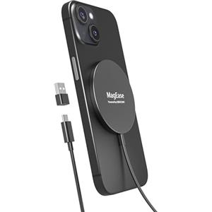 Hoonyer Caricatore Wireless Magnetico 2 in 1 - Design Ultra Sottile in Lega di Alluminio Compatibile con iPhone 16/15/14/13/12 (tutti i modelli) e AirPods 4/3/2/Pro (Nero)