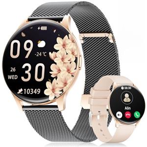 BENYAR SMART Smartwatch Donna 1.43" HD Schermo per iOS/Android, Nero | Monitoraggio Ciclo, Salute 24/7, Chiamate Bluetooth, 100+ Sport, IP68 Impermeabile, 300mAh Autonomia 7 Giorni, 2 Cinturino