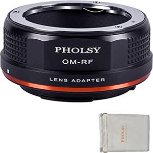 PHOLSY Adattatore Manuale Compatibile con Obiettivo OM su RF Fotocamera | Compatibile con Obiettivo Olympus OM e Fotocamera Canon RF, Olympus a RF, OM su EOS-R, OM su RF