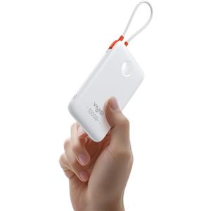 VIYISI Power Bank 10000mAh Piccolo Caricatore Portatile Ricarica Rapida | Slim Powerbank 20W con Cavo USB-C Integrato, Leggero Batteria Esterna da Viaggio per iPhone 17/16, Samsung, Xiaomi - Bianco