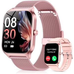 CASCHO Smartwatch Donna, 1.85'' Orologio Smartwatch con Effettua/Risposta Chiamate, 120+ Sportive Smart Watch con Contapassi/Sonno, Fitness Tracker per iOS Android - Oro rosa
