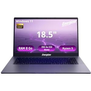 Energizer EnergyBook Pro 18,5 pollici FHD PC portatile (AMD Ryzen 5 3500U 3,7 GHz, RAM 8 GB DDR4, SSD 256 GB, AMD Radeon Vega 8, Windows 11), tastiera QWERTY, grigio