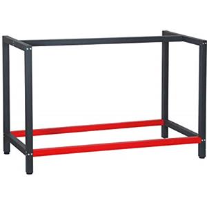 Wiltec Telaio per banco da lavoro in acciaio antracite-rosso, gambe per banco da lavoro, telaio per tavolo 125 x 57 x 81 cm