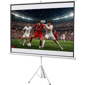 HOMCOM Telo Proiettore 100 Pollici 4K HD 4:3 con Treppiede Bianco | Treppiede Pieghevole, Altezza Regolabile, Schermo per Proiettore, Grandangolo di 160 Gradi, per Casa Home Cinema Esterno
