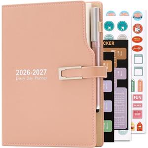 Holderzwu Agenda Scolastica 2026-2027, da luglio 2026 a giugno 2027, formato A5, una pagina al giorno, Organizzatore di Programmi con Adesivi Calendario, Agenda Diario Pianificatore con Portapenne e Penna