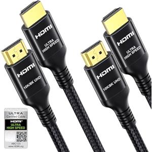 Etseinri Cavo HDMI 2.1 10K 8K da 0.5M Certificato Ultra High Speed 2 Pezzi | Cavo HDMI 48 Gbps 4K a 240/165/144/120/60 Hz, 0,01 ms, eARC, VRR, HDR10+, Monitor Proiettore Soundbar TV Laptop