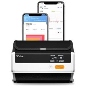 Wellue Armfit Plus Misuratore di Pressione Con Funzione ECG, Misuratore di Pressione Sanguigna da Braccio, Connessione Bluetooth App per iOS e Android