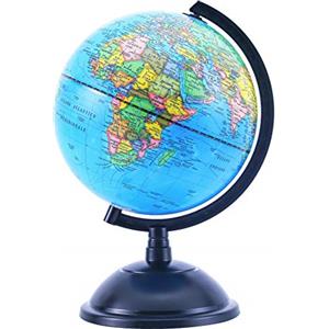 Exerz Mappamondo 20 cm Mappa Italiana Politica Supporto Nero da Tavolo | Sfera girevole con stampa chiara per casa scuola ufficio bambini dagli 8 anni studenti adulti e regalo educativo
