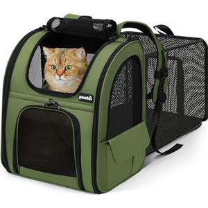Pecute Zaino per Cani Gatti Estensibile, Cuccia Portatile, Trasportino Estraibile Indicato per Viaggi Sia Lunghi Che Corti, Verde