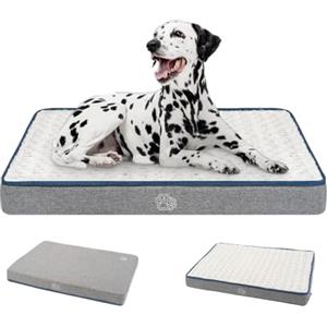 EMPSIGN Cuscino Reversibile Sfoderabile Lavabile Cane Gatti, 106x71x5cm | grigio, materasso stagionale fresco e caldo, schiuma a nido d'uovo traspirante, fodera impermeabile, cerniera resistente