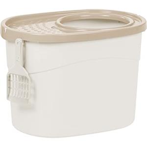 Iris Ohyama Lettiera per Gatti, Fino a 7kg, 1 Pala, Beige, Ingresso Top, Cat Litter Trey, Chiuso, Per Gattini, Lato alto, Con cappuccio, Grande, Senza BPA, Profondo, Facile da pulire, TECL-20