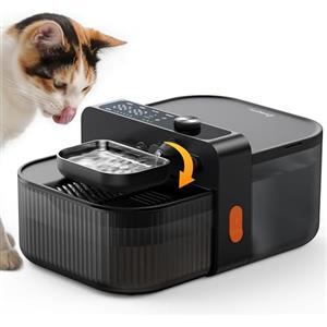 FEELNEEDY Fontanalla per Gatti senza Fili e senza Filtro con Pila 3000mAh | 3,5L Fontana per gatti senza Fili con Separazione Tra Acqua Pulita e Acqua Usata, Ciotola in Acciaio Inossidabile