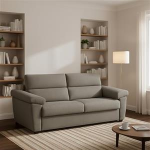 Dmora Divano Letto 2 Posti Queenie 185x95 cm Grigio Tortora Sfoderabile Contenitore, di Apertura a Ribalta Made in Italy