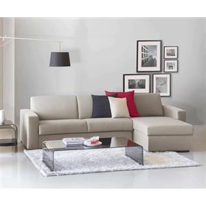 Dmora Talamo Italia - Divano letto con penisola Alisea, Sofà apertura girevole, Penisola contenitore reversibile, Braccioli slim, 100% Made in Italy, Cm 260x95h90, Tortora