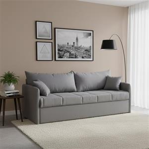 Dmora Divano Letto 3 Posti Uberta 205x86 cm Grigio Sfoderabile Lavabile, Letto Estraibile Materasso Incluso Made in Italy