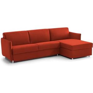 Dmora Divano Letto con Penisola Pina 260x160 cm Arancione Sfoderabile Contenitore, Idrorepellente Multiposizione Trasformabile in Letto Made in Italy