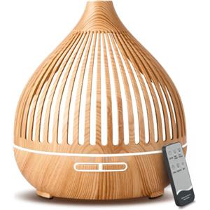 Cozary Diffusore di Oli Essenziali, 400ml Diffusore di Aromi Umidificatore Ambiente Con LED a 7 colori, Ultrasuoni Aromaterapia Diffusore con Telecomando 3 Timer,Spegnimento automatico,Senza BPA