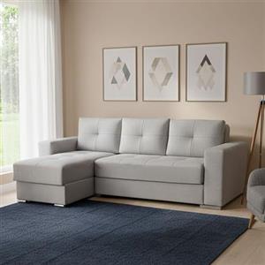 Dmora Divano Letto con Penisola Fermin 236x156 cm Grigio Chiaro Contenitore, Lavabile