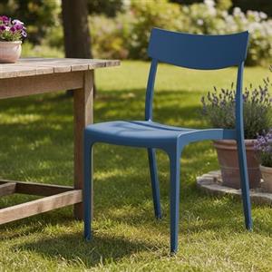 Dmora - Sedia da esterno Orcus, Seggiola da giardino, Seduta outdoor multiuso, Panchina da giardino, Made in Italy, 54x46 h80 cm, Blu