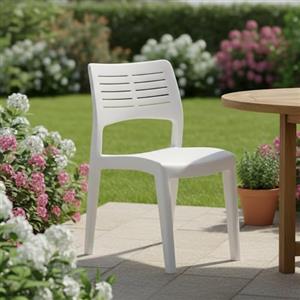Dmora - Sedia da esterno Gaeta, Seduta da giardino, Sedia per tavolo da pranzo, Poltrona outdoor, 100% Made in Italy, 50x51h82 Cm, Bianco