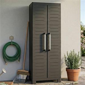 Dmora Armadio 3 Ripiani Regolabili Realizzato in Resina Detroit, Portascope, Nero, 65 x 45 x 182 H