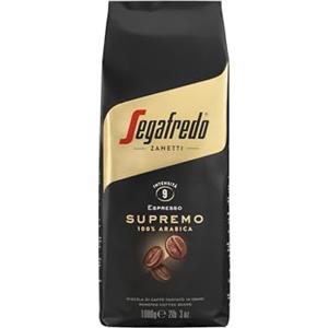 Segafredo Zanetti Caffè in Grani Espresso Supremo (Confezione da 1 Kg) - Adatto per la Moka - 100% Arabica, Intensità Alta, Chicchi di Caffè a Tostatura Chiara, Aroma Floreale e Note di Cacao (1Kg)