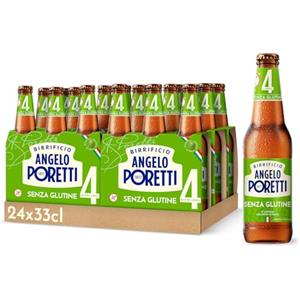 Birrificio Angelo Poretti Birra 4 Luppoli SENZA GLUTINE, Cassa con 24 Bottiglie da 33cl, Birra Lager Senza Glutine, Gusto Delicato, Gradazione Alcolica 4.8% Vol