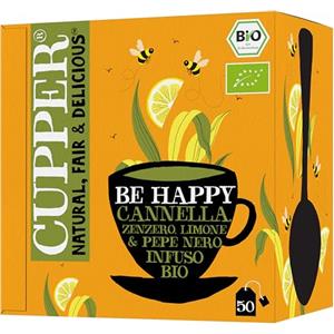 CUPPER Be Happy Infuso Bio Cannella Zenzero Limone 50 Bustine | Con pepe nero, gusto speziato, filtri biodegradabili e non sbiancati, biologico, 100% naturale