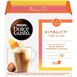 NESCAFÉ DOLCE GUSTO Vitality Caffè Au Lait con Magnesio Caffè 12 Capsule | Caffè latte con aggiunta di Magnesio che contribuisce alla riduzione della stanchezza e affaticamento. 12 capsule