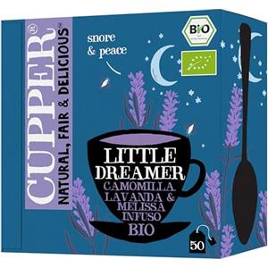 CUPPER Little Dreamer Infuso Bio Camomilla Melissa Lavanda 50 Bustine | Profumato e delicato, tisana biologica, filtri biodegradabili e non sbiancati, 100% naturale, 100% naturale