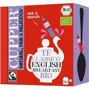 CUPPER English Breakfast Tè Nero Classico Bio e Fairtrade 50 Bustine | Tè nero ricco e aromatico, filtri biodegradabili non sbiancati, biologico, equo solidale, tè classico, 100% naturale