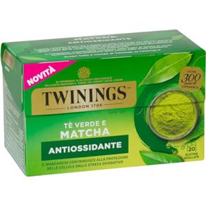 Twinings, Tè Verde Matcha, Gusto Inconfondibile, Antiossidante, 20 Filtri | Miscela di Pregiati Tè Verdi col 15% di Matcha, Fonte Naturale di Manganese, da Gustare in Ogni Momento della Giornata
