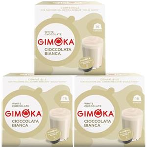 Gimoka - Cioccolata bianca - 48 Capsule Compatibili con Macchinetta Caffè Nescafé®* Dolce Gusto®* - 3 Confezioni da 16 Capsule - Made in Italy