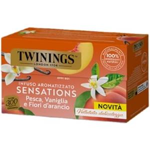 Twinings, Infuso Sensations Pesca, Vaniglia e Fiori d'Arancio, 20 Filtri | Senza Caffeina, Gusto Dolce e Setoso, profilo del tè, da Gustare Caldo o Freddo
