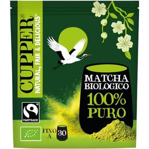 CUPPER Matcha Biologico Tè Verde Puro in Polvere 30g | Tè verde puro in polvere, Fairtrade, senza zuccheri aggiunti, bio, ideale per matcha latte, bevande e ricette