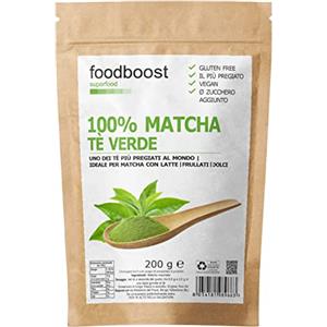 foodboost Tè Matcha Giapponese in Polvere 200g | Macinato a pietra, colore verde intenso, gusto profumato, ideale per teatime, latte e dolci
